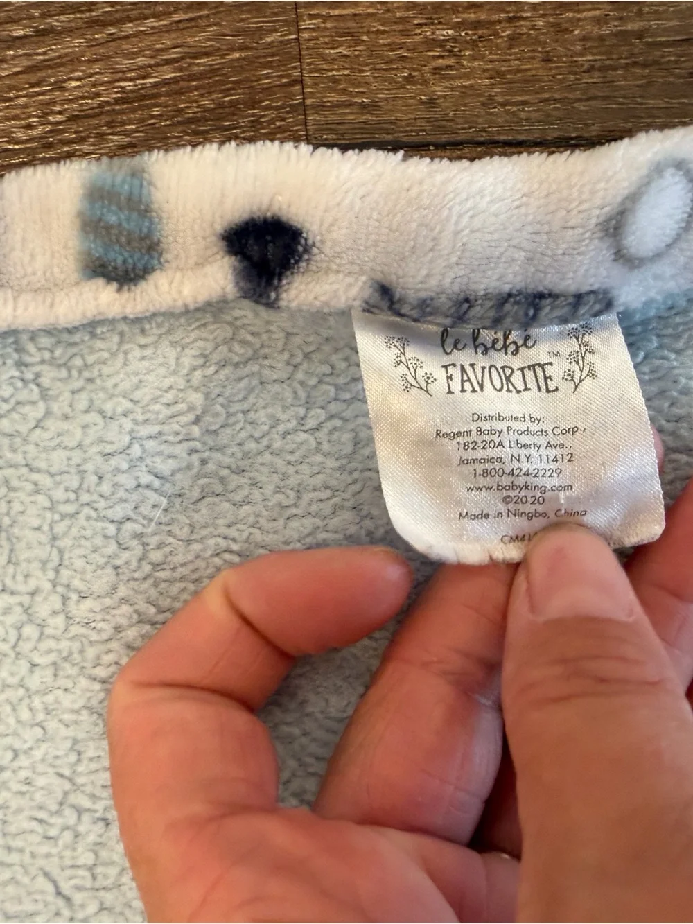 Le Bebe FAVORITE Baby Blanket/Lovey Blue Glasses Mustache Hat Bow Tie Trim